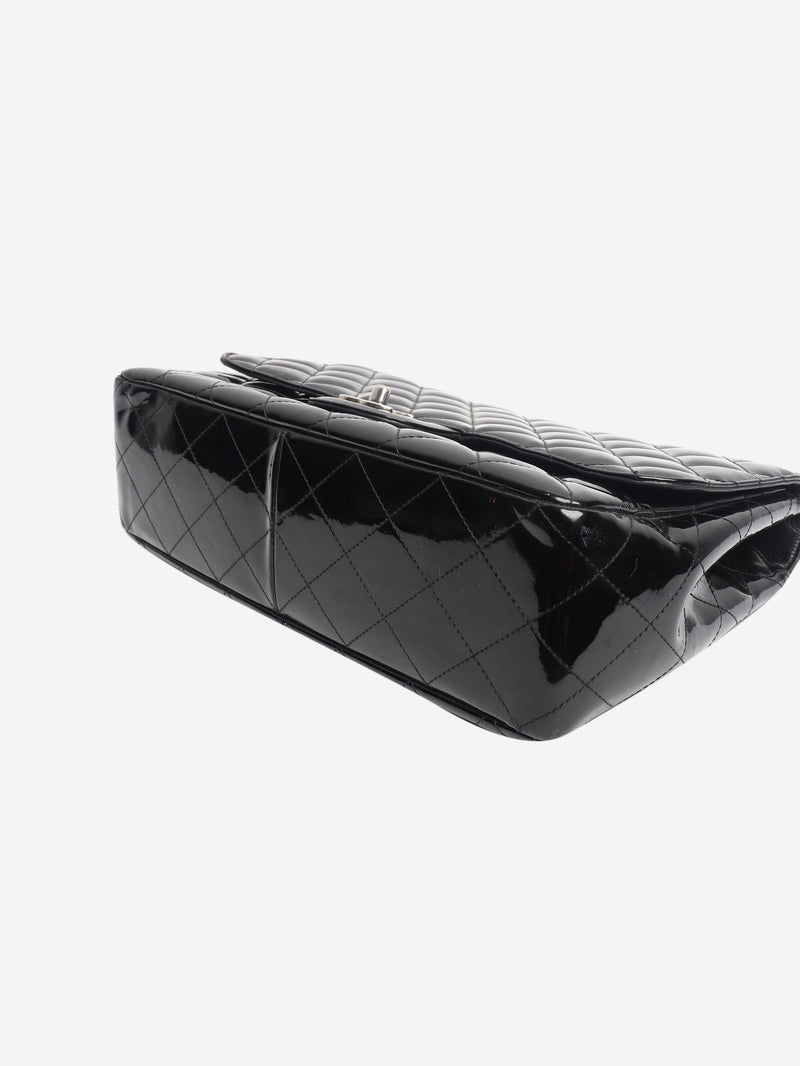 Black 2009 patent quilted jumbo Classic Single Flap bag Shoulder bags Chanel 