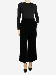 Etro Black wide-leg velvet trousers - size UK 10