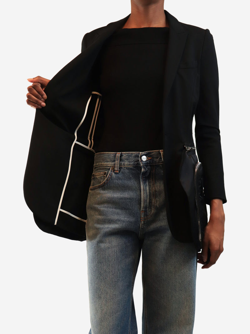 Black technical multi-zip detail jacket - size UK 8