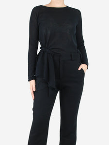 Y's Black ruched knit top - size UK 8