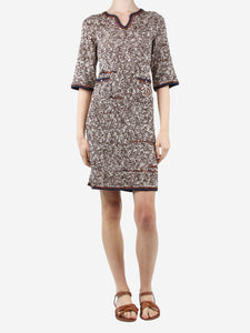 Chanel Brown knitted pocket mini dress - size