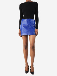 Courreges Blue patent mini skirt - size UK 8