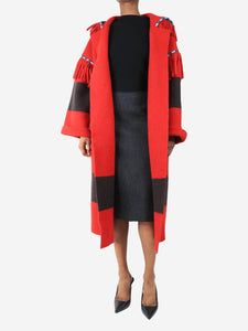 Alanui Red fringed hooded coat - size XS
