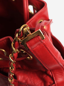 Chanel Red vintage 1986 lambskin quilted bucket bag