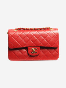 Chanel Red vintage 1986 small lambskin Classic Double Flap bag