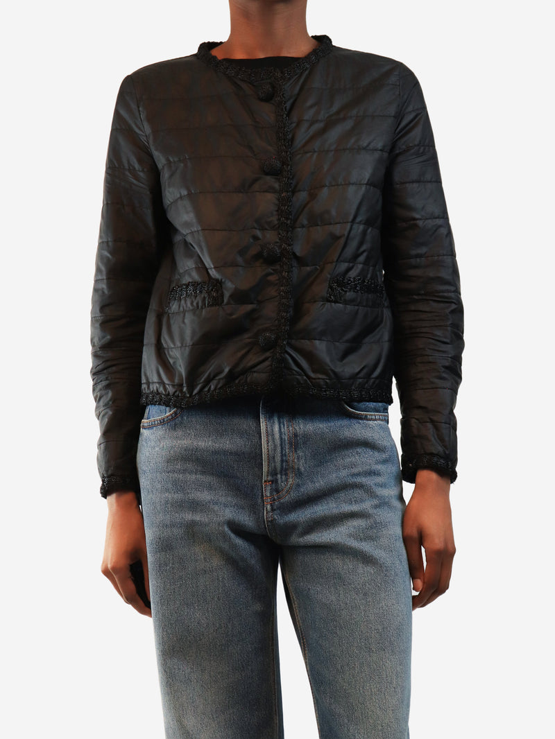 Black cropped padded jacket - size UK 8