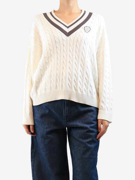 White cable-knit cricket jumper - size S product image