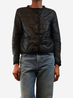 Black cropped padded jacket - size UK 8