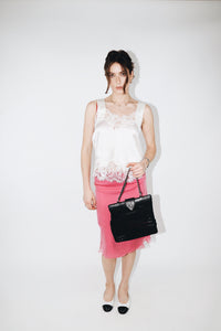 Chanel Pink silk mini skirt - size UK 8