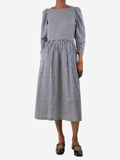 Navy blue and white gingham dress - size XS Dresses Justine Tabak 