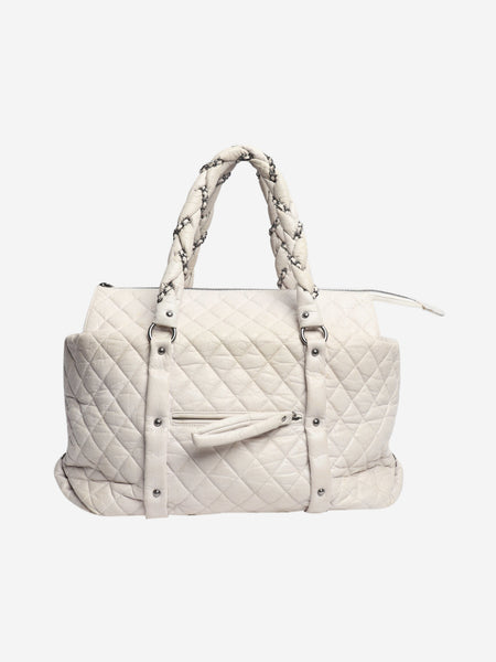 White vintage 2005 quilted leather tote product image