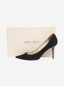 Jimmy Choo Black pointed-toe suede pumps - size EU 38