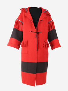 Alanui Red fringed hooded coat - size XS