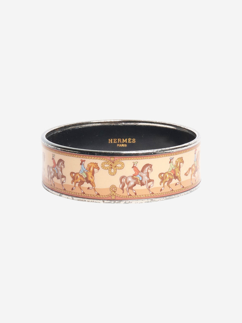 Brown horse motif enamel bangle Bracelets Hermes 