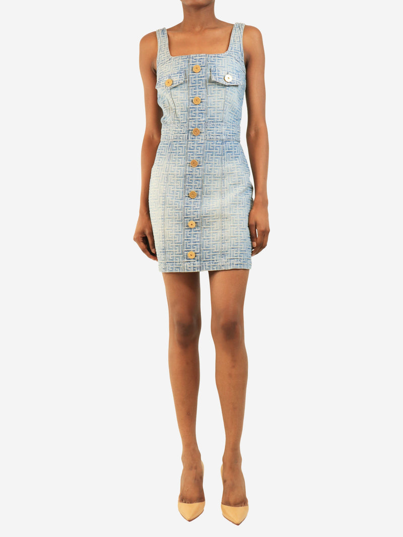 Blue denim mini dress - size UK 8 Dresses Balmain 