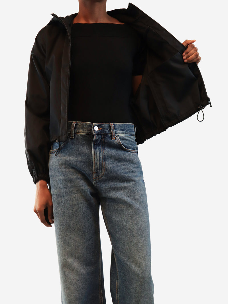 Black Re-Nylon cropped jacket - size UK 4