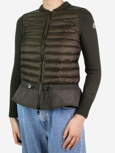 Khaki quilted zip-up jacket with ruffle trim - size XS Coats & Jackets Moncler 