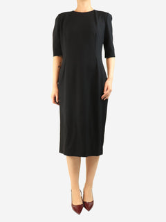Black short-sleeved wool midi dress - size UK 16 Dresses Dolce & Gabbana 
