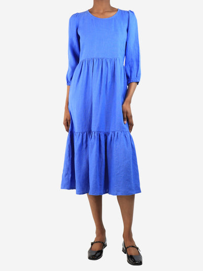 Blue linen tiered midi dress - size XS Dresses Justine Tabak 