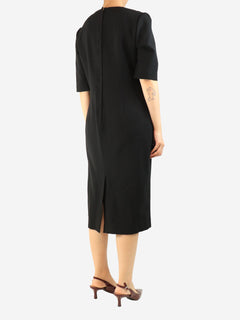 Black short-sleeved wool midi dress - size UK 16 Dresses Dolce & Gabbana 