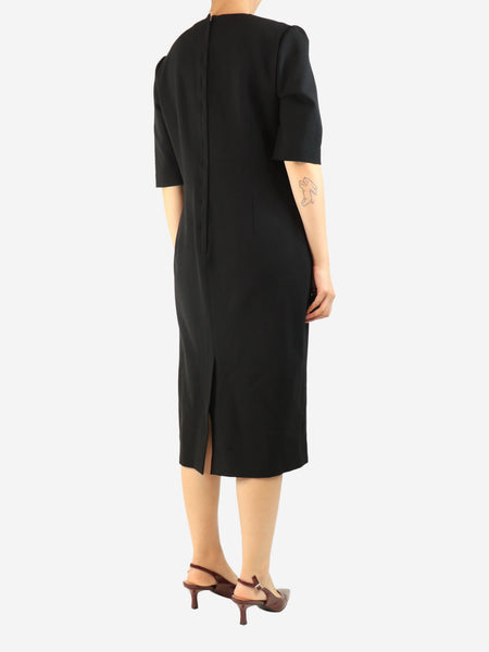 Black short-sleeved wool midi dress - size UK 16 alternate image