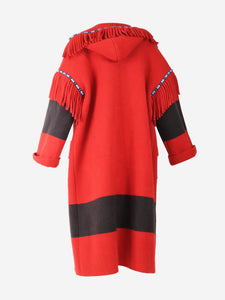 Alanui Red fringed hooded coat - size XS