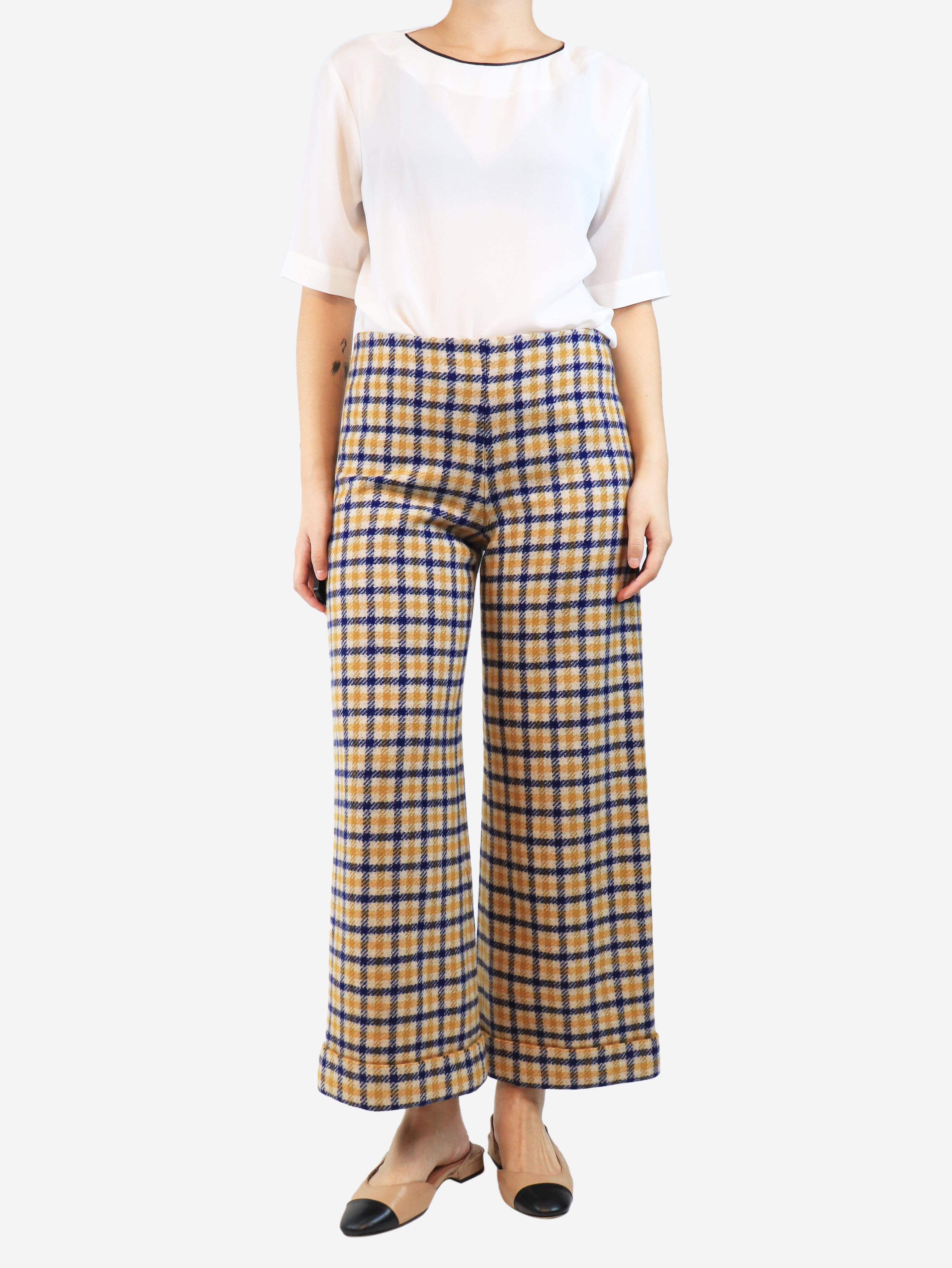 Multicolour check wool trousers - size UK 10 Trousers Selina Blow 