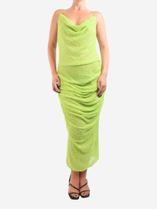 self-portrait Green sequin strap dress - size UK 12