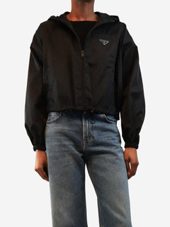 Black Re-Nylon cropped jacket - size UK 4