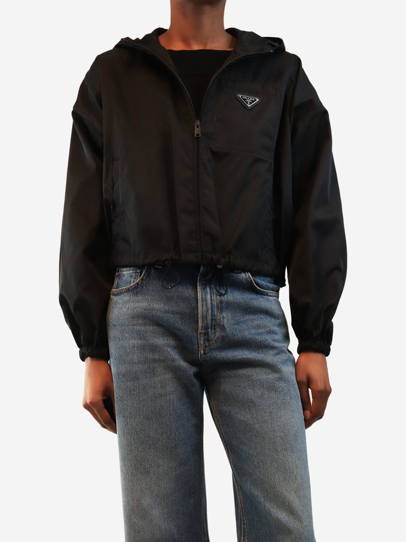 Black Re-Nylon cropped jacket - size UK 4