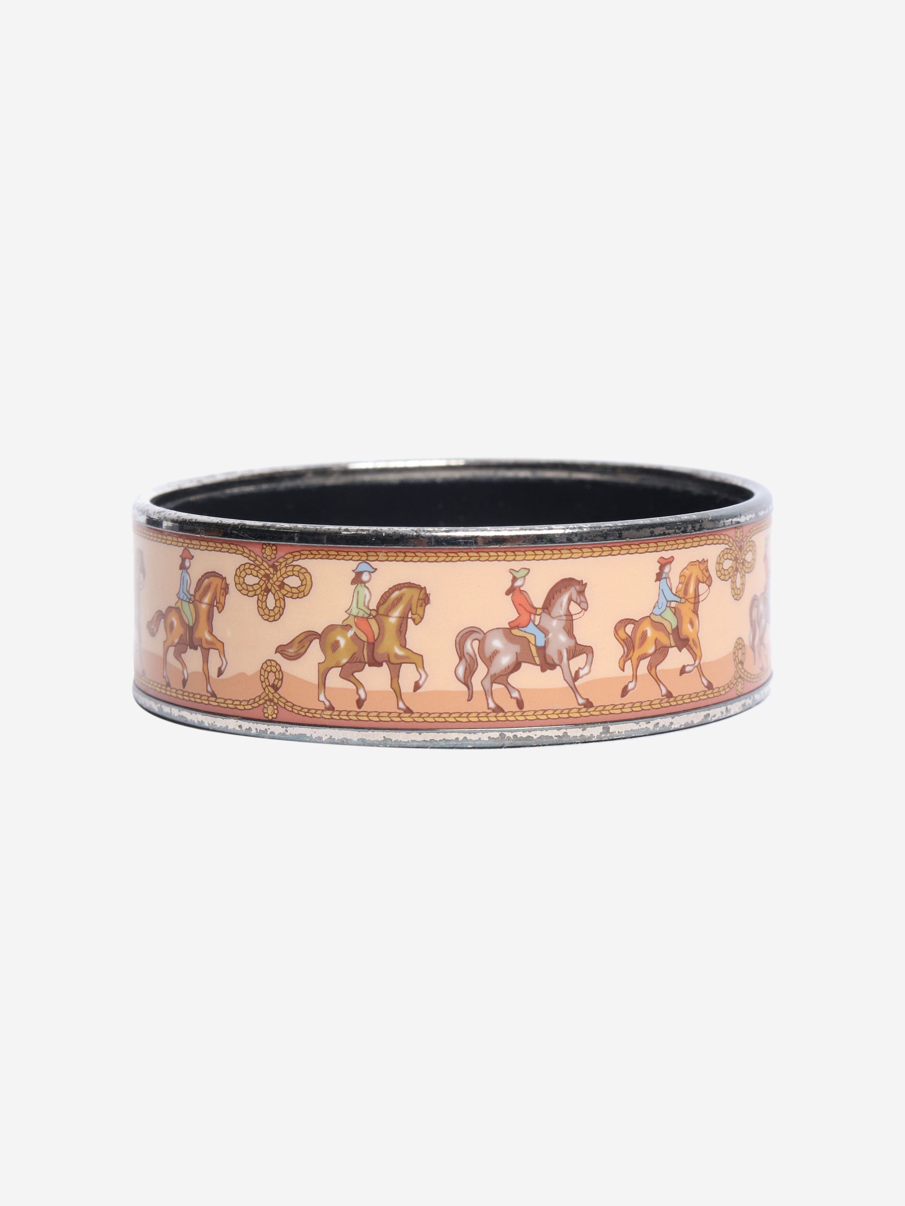 Brown horse motif enamel bangle Bracelets Hermes 