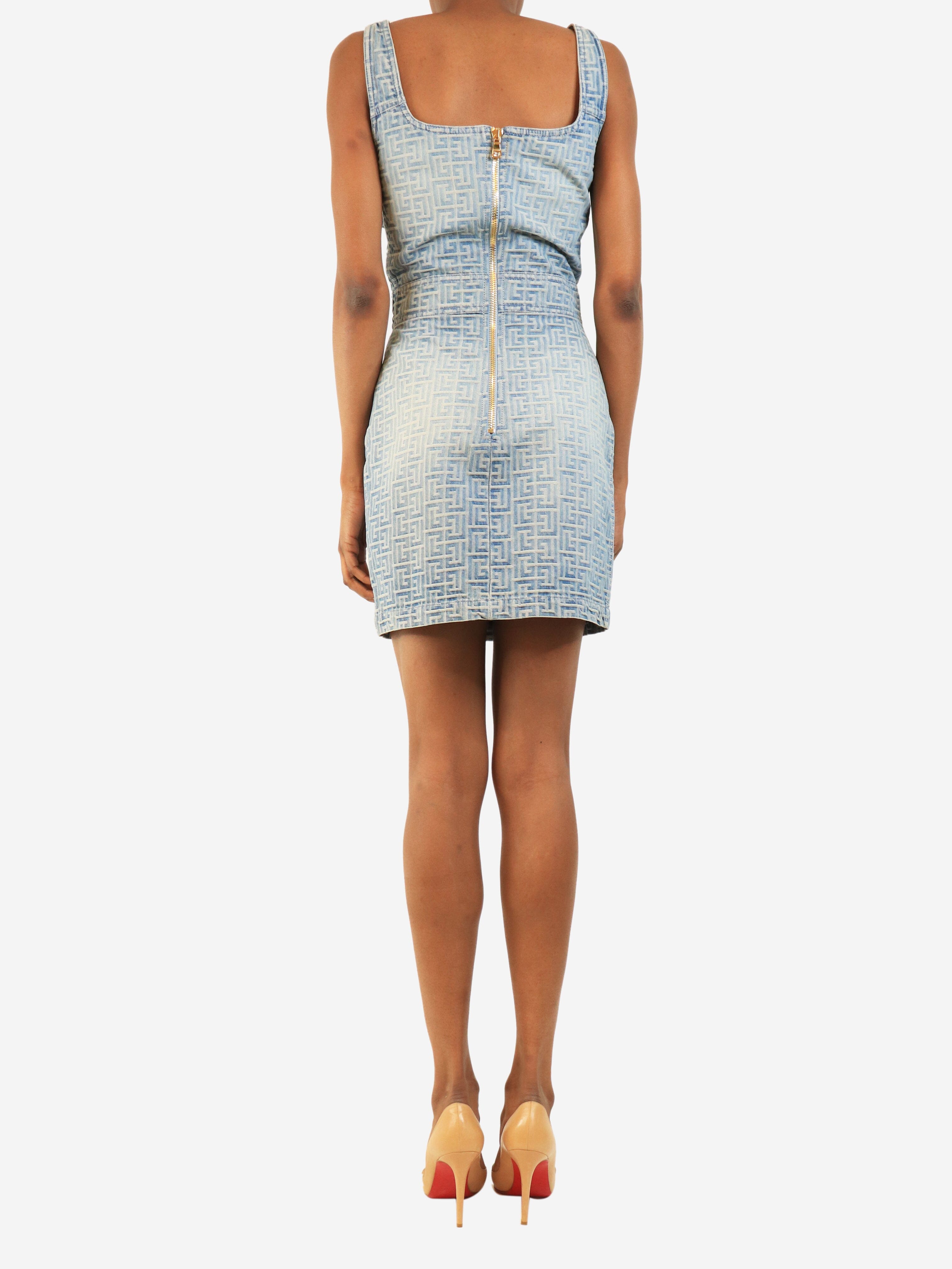 Blue denim mini dress - size UK 8 Dresses Balmain 