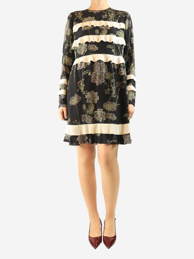 Black silk floral printed mini dress - size UK 12 Dresses Red Valentino 