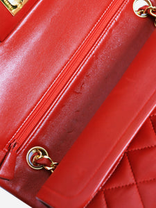 Chanel Red vintage 1986 small lambskin Classic Double Flap bag