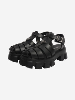 Black platform sandals - size UK 7 Flat Sandals Prada 