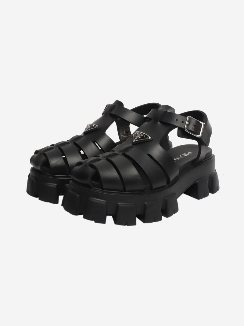 Black platform sandals - size UK 7 Flat Sandals Prada 