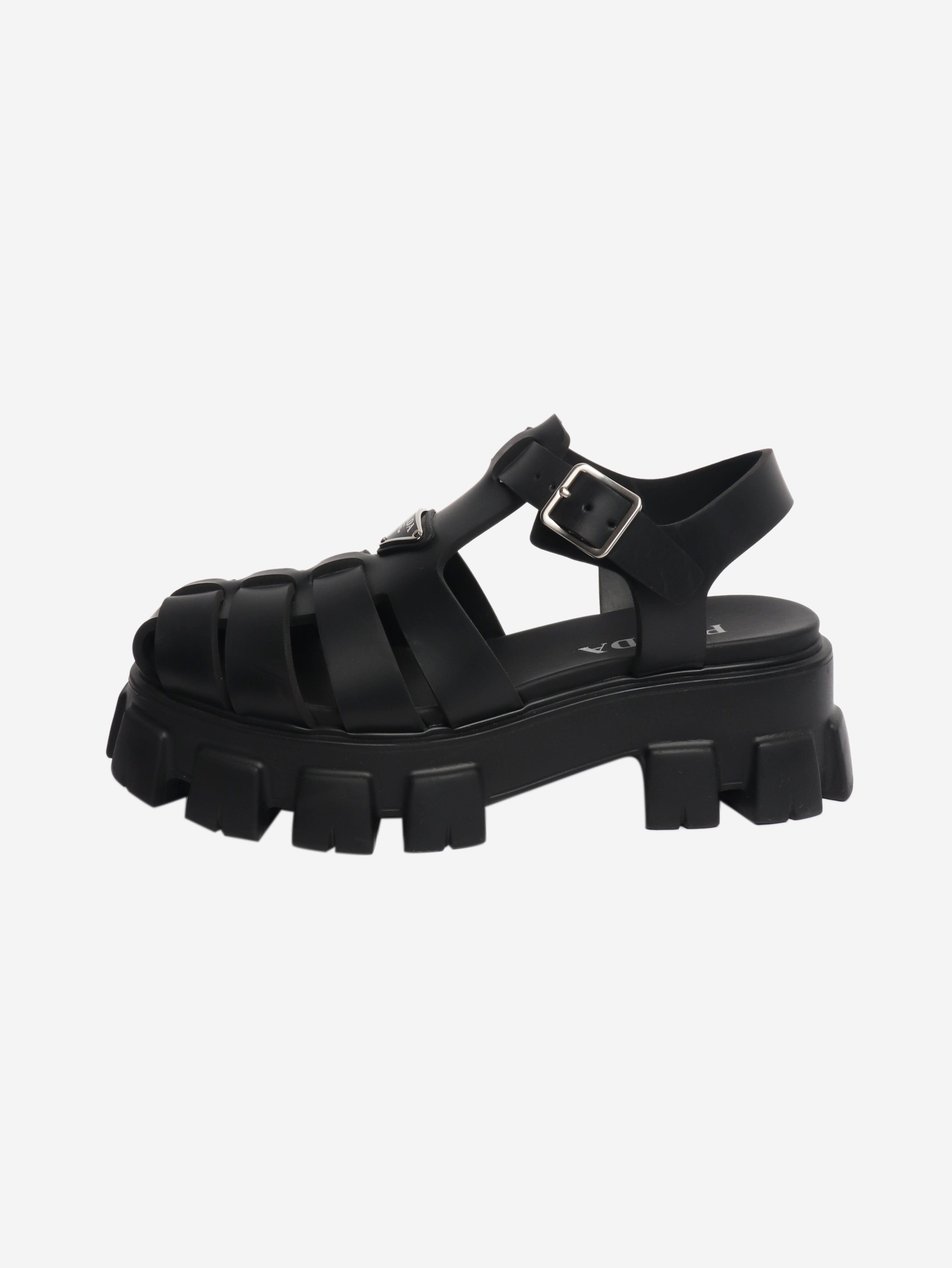 Black platform sandals - size UK 7 Flat Sandals Prada 
