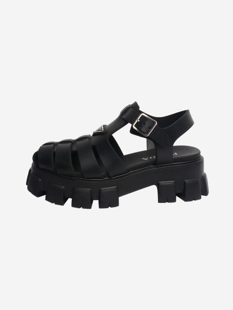 Black platform sandals - size UK 7 Flat Sandals Prada 