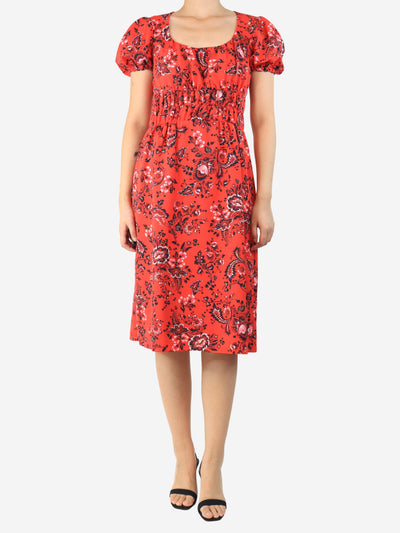 Red floral printed midi dress - size UK 10 Dresses Erdem 