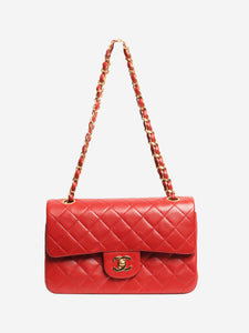 Chanel Red vintage 1986 small lambskin Classic Double Flap bag