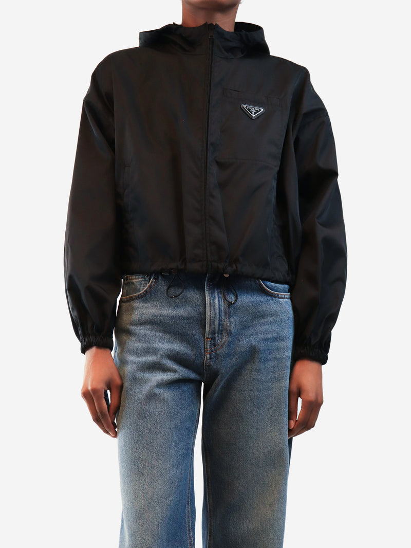 Black Re-Nylon cropped jacket - size UK 4