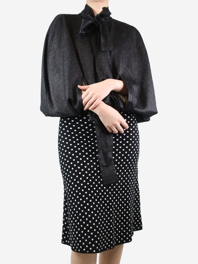 Black lurex self-tie silk-blend cape - size UK 14 Coats & Jackets Chanel 