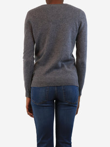 C by Bloomingdale's Grey lace-trimmed cashmere jumper - size XS