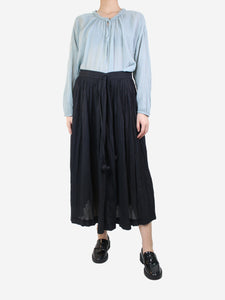 Zen Ethic Black creased midi skirt - size UK 12