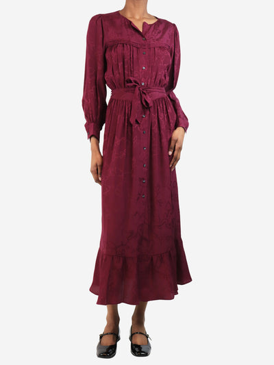 Purple floral jacquard midi dress - size UK 6 Dresses Soeur 