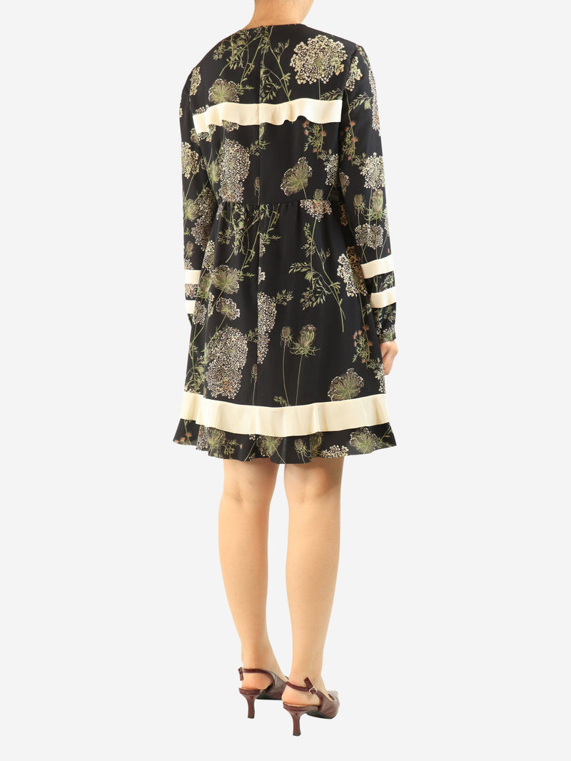 Black silk floral printed mini dress - size UK 12 Dresses Red Valentino 