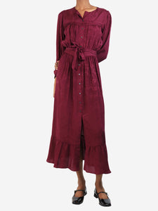 Soeur Purple floral jacquard midi dress - size UK 6