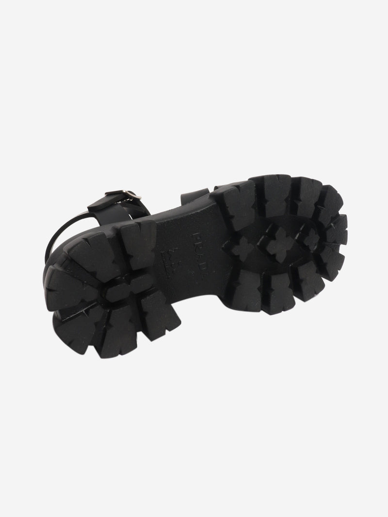 Black platform sandals - size UK 7 Flat Sandals Prada 