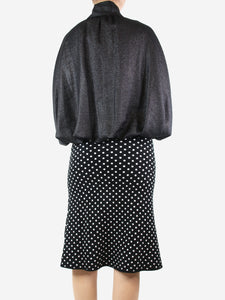 Chanel Black lurex self-tie silk-blend cape - size UK 14