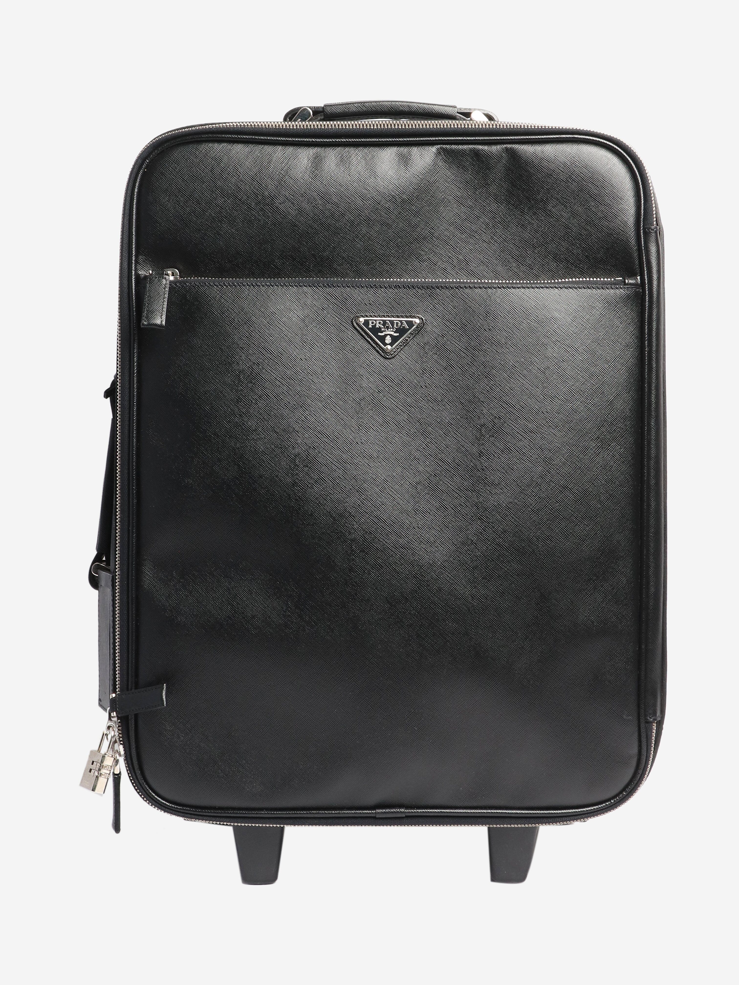Black Saffiano leather trolley case Luggage & Travel Bags Prada 